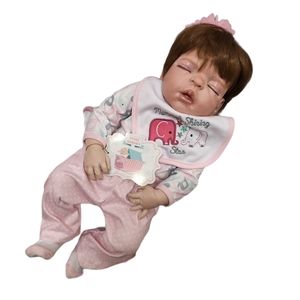 NPK Baby Girl Auburn Hair Eyes Closed Reborn Doll